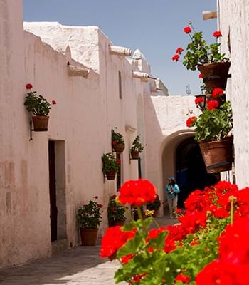 Tourists taking pictures at the Santa Catalina Monastery
