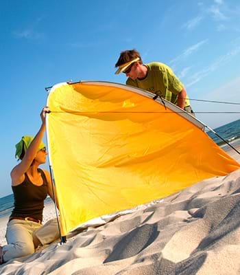 Camping tent on the beach of Mancora
