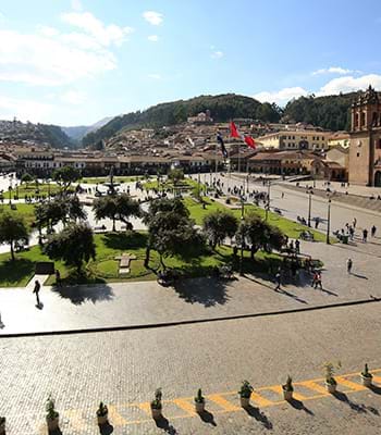 Piazza principale di Cusco vista dall'alto