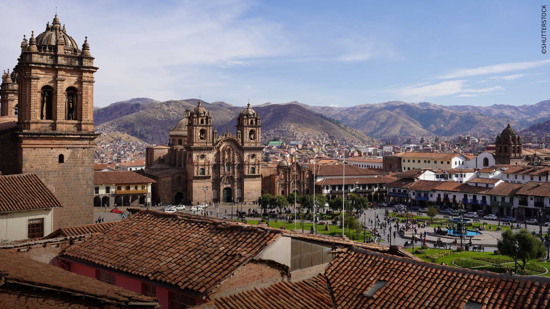 Vista panorâmica da praça principal de Cusco, Peru