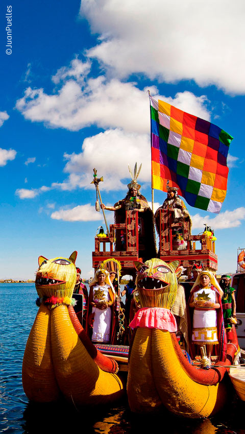  Representação de Manco Capac e Mama Ocllo no Lago Titicaca