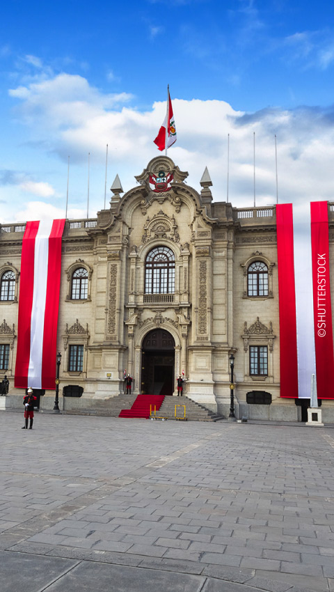 July 28, Peruvian flags at the Presidential Palace during national holidays. 
