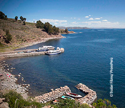Waters of Titicaca Lake, on the Island of Amanataní.
