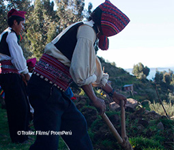 Tilling land on Amantaní Island.