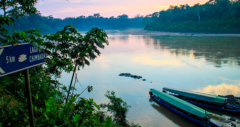 Boat in a lake of Madre de Dios