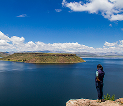 Tourist on Lake Titicaca