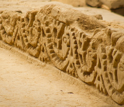 Detail of the high-relief mud murals in the Tucume archeological complex