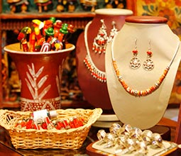 Artisan jewelry in a store in Cusco
