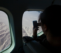 Tourist flying over the Nasca Lines