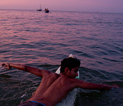 Surfing on Los Organos beach