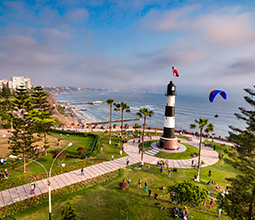 Miraflores lighthouse during sunset