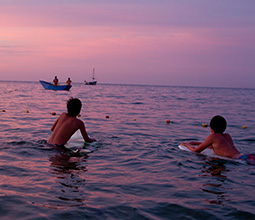 Surfing on Los Organos beach