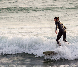 Tourist surfing on the beaches of Lima