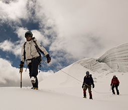 Tourist in Peak Mountain Vallunaraju
