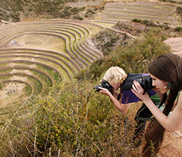 Tourists taking a photo from the heights