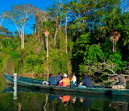 Veliero che naviga sui laghi di Madre de Dios
