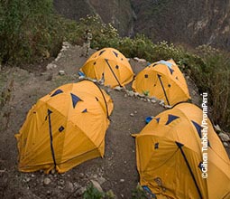 Tendas de acampamento na Trilha Inca