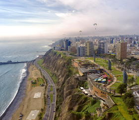 Explore the Miraflores seafront, where adventure meets the immensity of the Peruvian sea