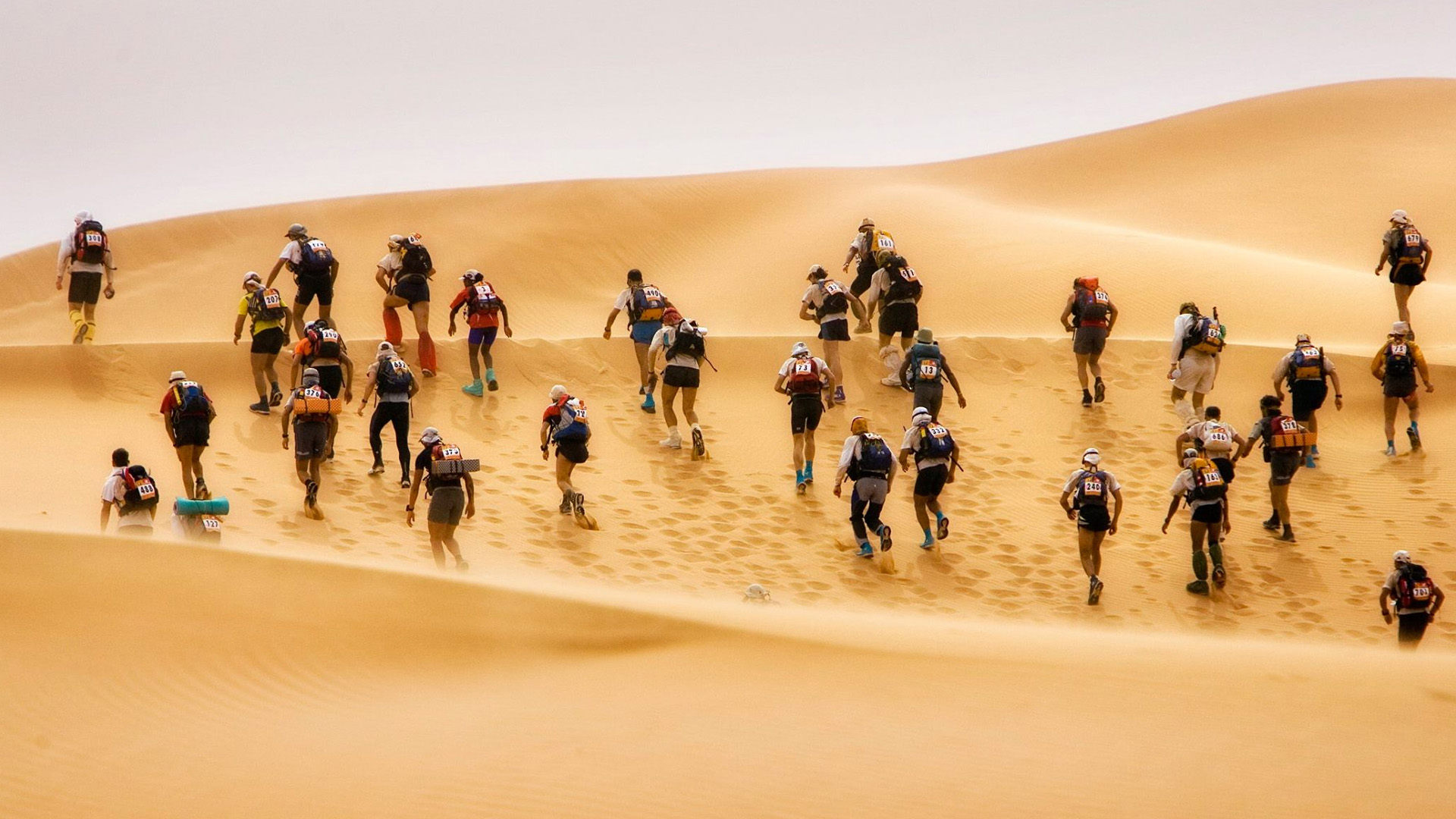 Deserto, corredor de maratona, calor, sol, pessoas