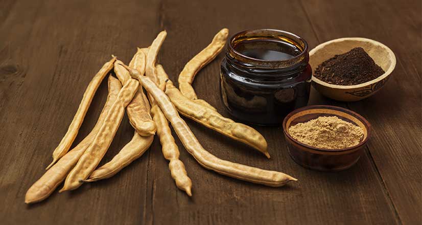 Carob pods and processed: flour, powder and carob honey.