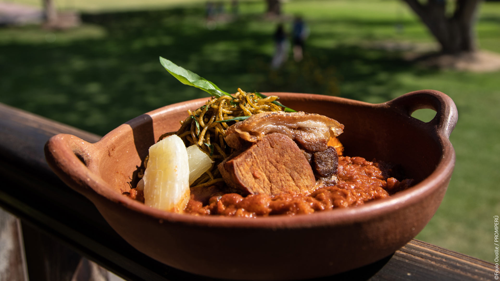 Manchapecho, a traditional dish from Ica that combines carapulcra and sopa seca. / ©PROMPERU