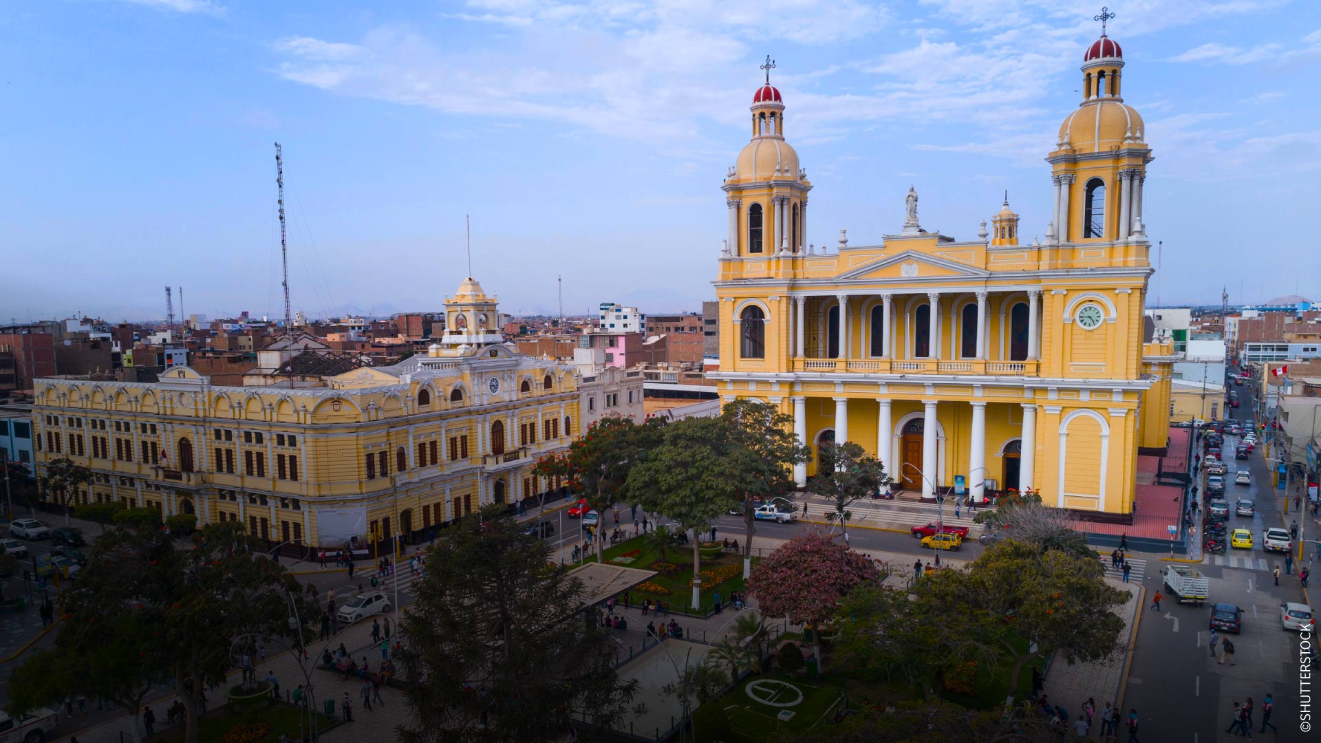 Vista aerea della piazza principale di Chiclayo.