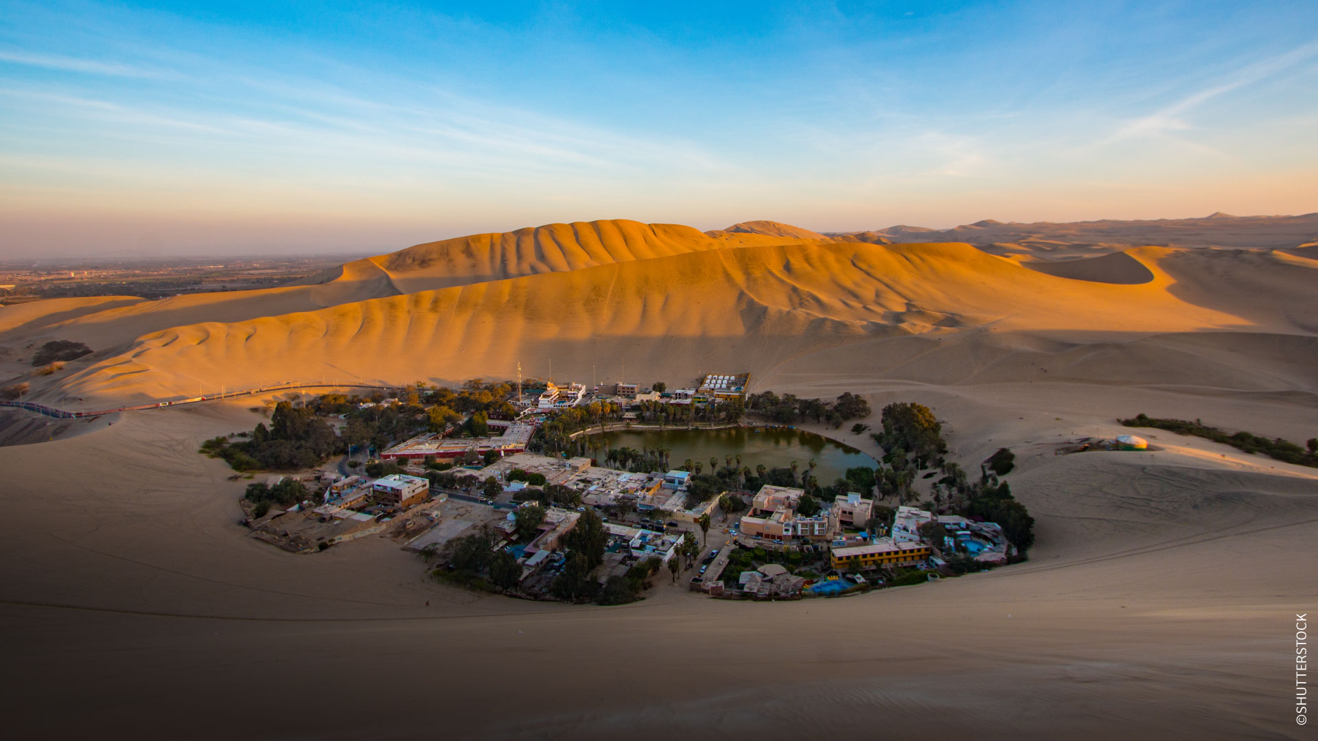 Vue aérienne de l’Oasis de Huacachina