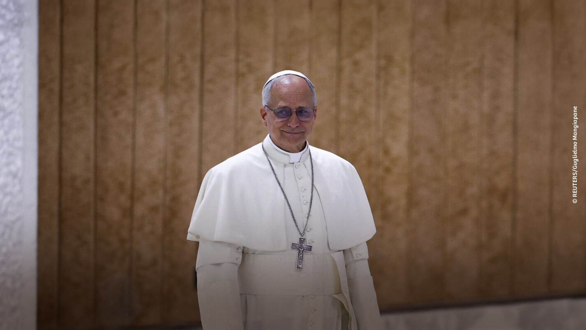 O Papa Leão XIV durante a audiência com os meios de comunicação no Vaticano
